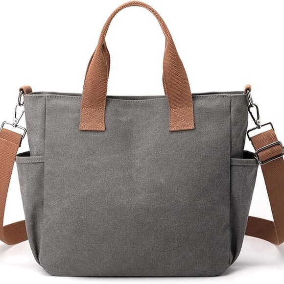 Women's Canvas Tote Bag Large Capacity Travel Work Handbag Purse - Picture 6 of 7